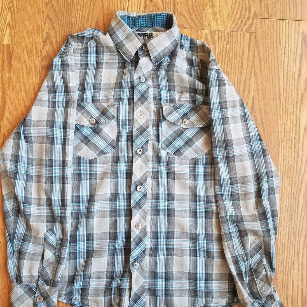 Rewire Mens Small Button Up Striped Blue Gray